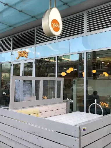 Yolks Breakfast & Brunch storefront on Broadway Street in the Mount Pleasant area of Vancouver, BC