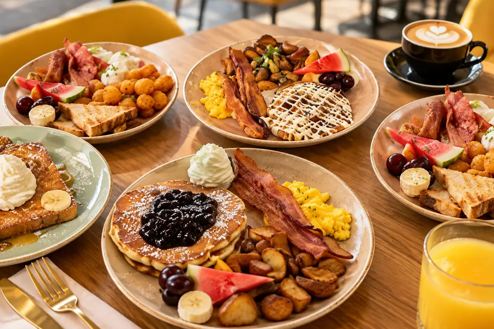 Breakfast and brunch spread at Yolks in Vancouver